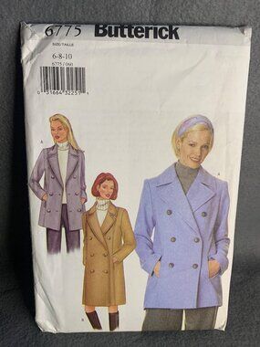 Butterick Coat Sewing Pattern Size 6 8 10 6775 - uncut